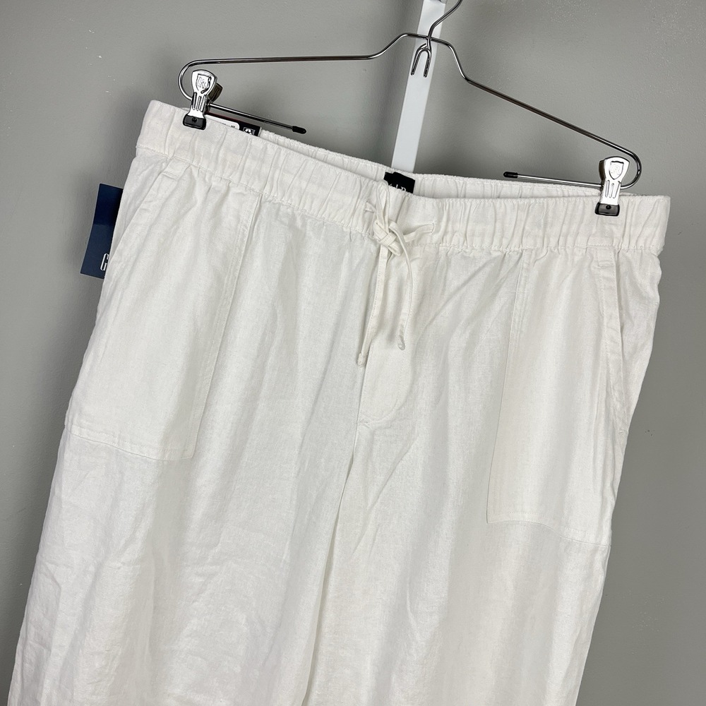 GAP Wide Leg Linen Blend Pants Womens XL Pull On Drawstring Coastal Chic NWT